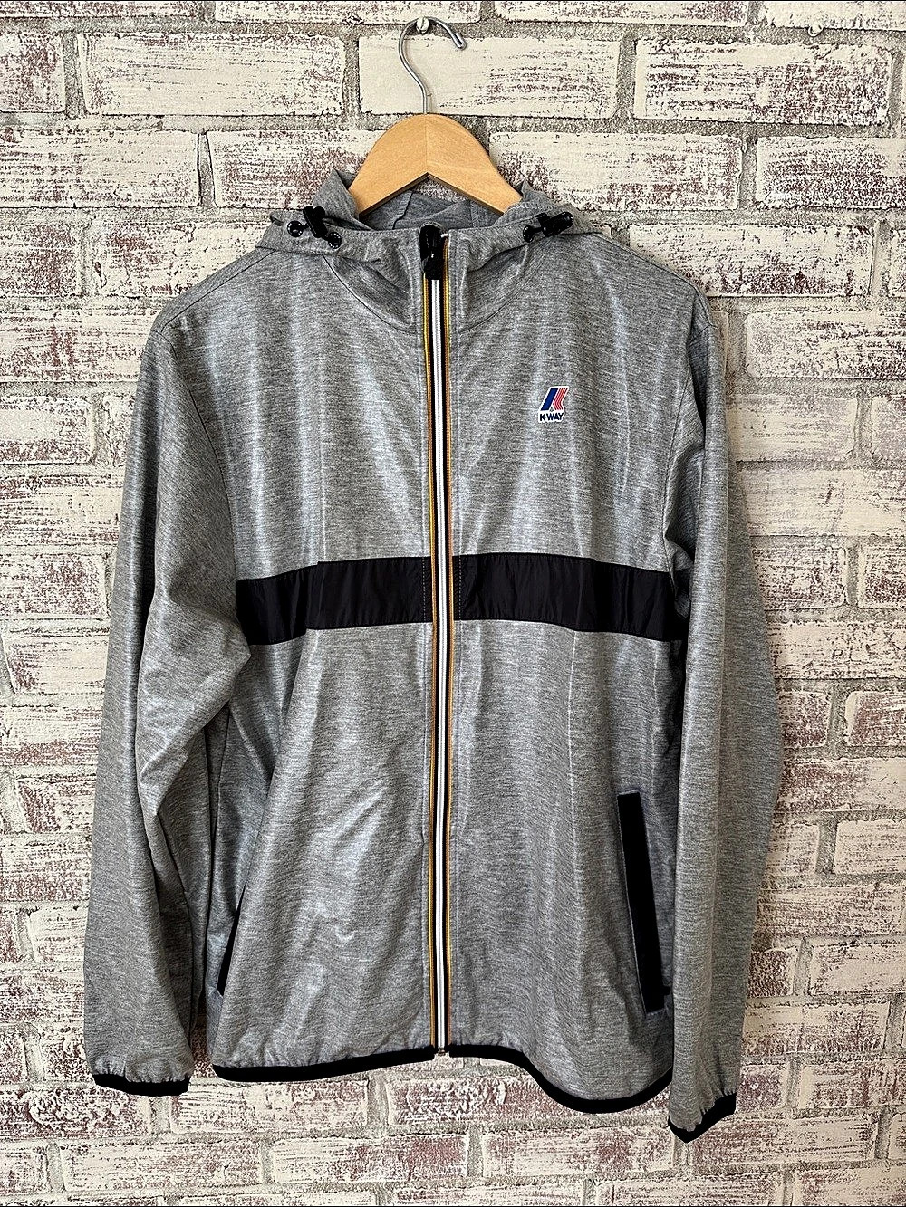 K-Way Le Vrai 3.0 Le Vrai Arnel Poly Cotton Full Zip Hoodie Arnel Gray & Black